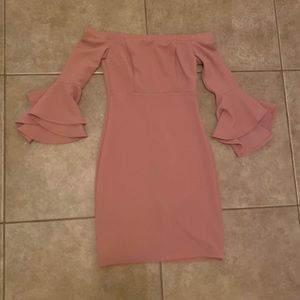 Mini Pink Dress, Off the Shoulder